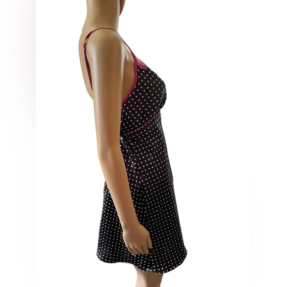 ND Intimates Y2K Black White Pink Polka Dot Retro Pinup Goth Scene Slip Dress - Picture 3 of 6